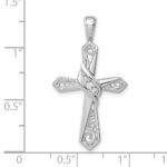 14k White Gold 1/20 carat Diamond Cross Pendant - Image 3