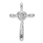 14k White Gold Diamond Heart Omega Slide Pendant - Image 3