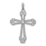 14k White Gold 3/8 carat Diamond Budded Cross Pendant