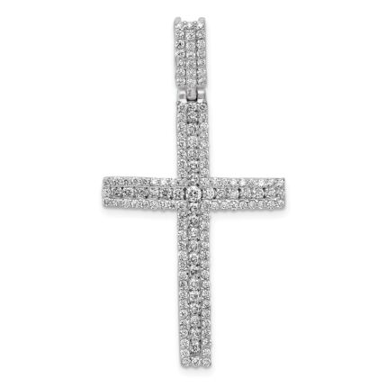 14k White Gold 1 1/10 carat Diamond Latin Cross Pendant