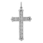 14k White Gold 1 carat Diamond Budded Cross Pendant