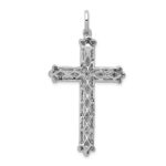 14k White Gold 1 carat Diamond Budded Cross Pendant - Image 3