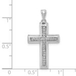 14k White Gold Large 1/10 carat Diamond Cross Pendant - Image 4