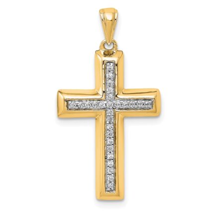 14k Large 1/10 carat Diamond Cross Pendant