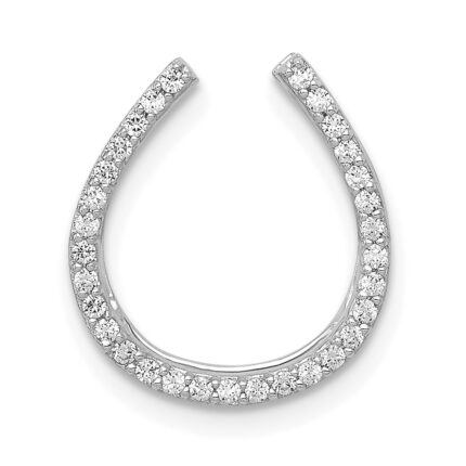 14k White Gold 1/6 carat Diamond Horseshoe Chain Slide