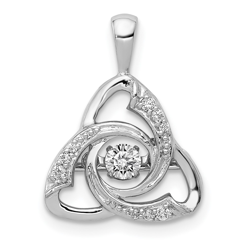 PM5152-020-WA.jpg 14k White Gold 1/5 carat Vibrant Moving Diamond Celtic Pendant - Image 1