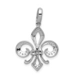 14k Two-Tone 1/5 carat Diamond Fleur De Lis Pendant - Image 3