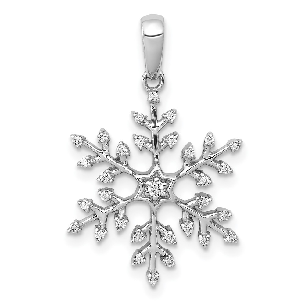 PM5160-016-WA-1.jpg 14k White Gold 1/6 carat Lab Grown Diamond VS/SI+ G+ Complete Snowflake Pendant - Image 1