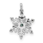 14k White Gold 1/10 carat Blue and White Diamond Snowflake Pendant - Image 3