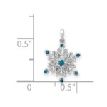 14k White Gold 1/10 carat Blue and White Diamond Snowflake Pendant - Image 4