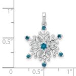 14k White Gold 1/4 carat Blue and White Diamond Snowflake Pendant - Image 4