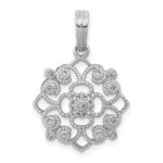 14k White Gold 1/15 carat Diamond Vintage Filigree Pendant
