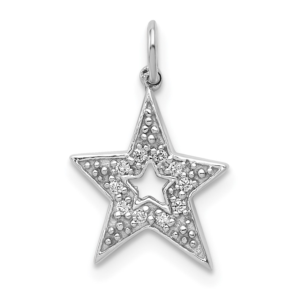 PM5177-005-WA.jpg 14k White Gold 1/20 carat Diamond Star Charm - Image 1