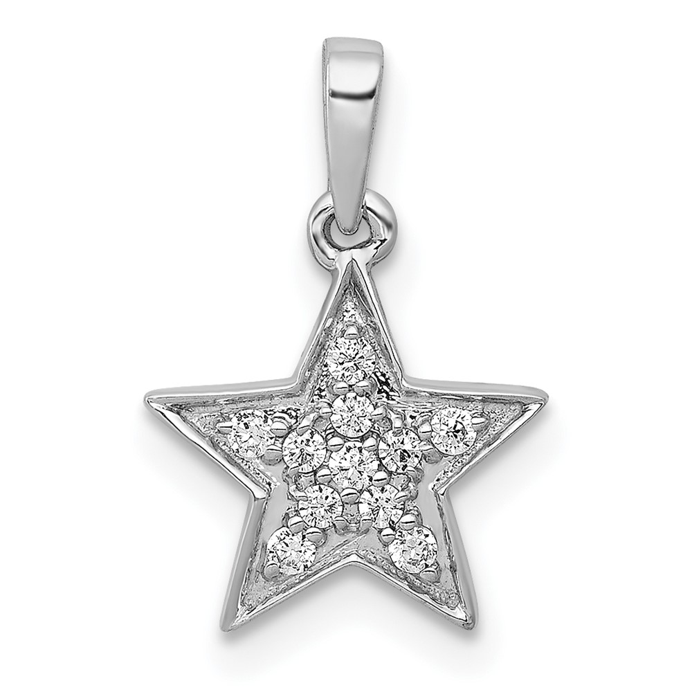 PM5181-010-WA.jpg 14k White Gold 1/10 carat Diamond Star Pendant - Image 1