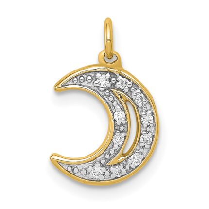14k Diamond Moon Charm