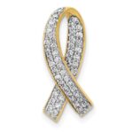 14k 1/3 carat Diamond Awareness Ribbon Chain Slide