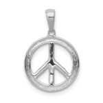 14k White Gold 1/10 carat Diamond Peace Sign Pendant - Image 3