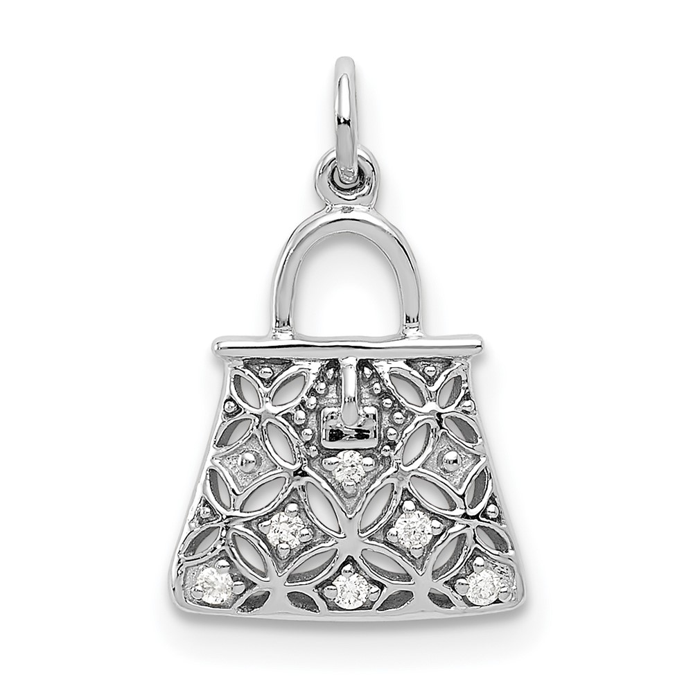 PM5196-003-WA.jpg 14k White Gold Diamond Handbag Charm - Image 1