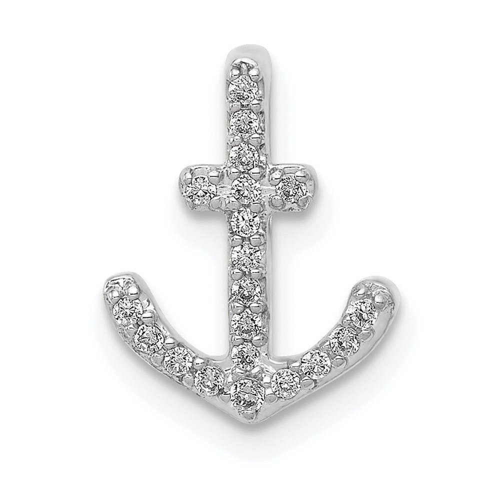 PM5205-010-WA.jpg 14k White Gold 1/10 carat Diamond Anchor Chain Slide - Image 1