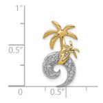 14k Two-tone Diamond Double Palm Tree and Wave Chain Slide - Image 4
