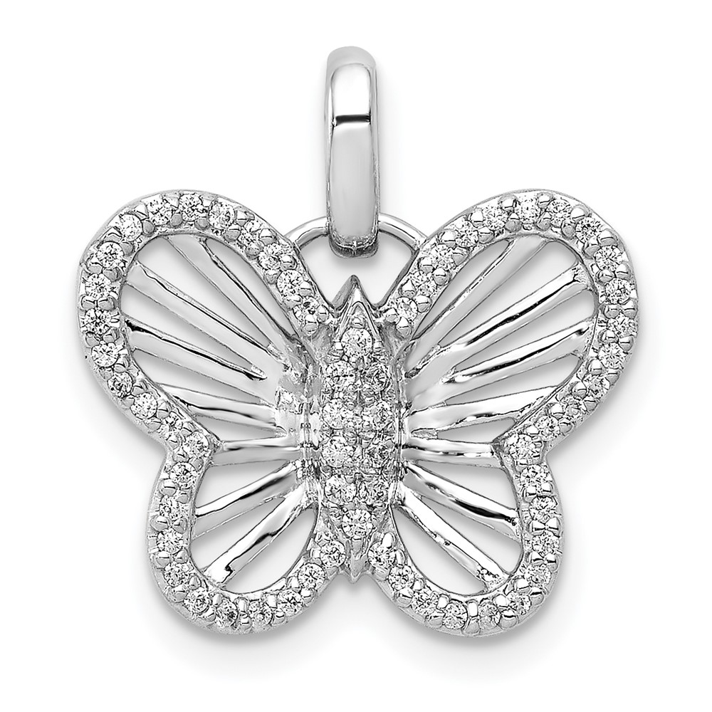 PM5212-020-WA.jpg 14k White Gold 1/5 carat Diamond Butterfly Pendant - Image 1
