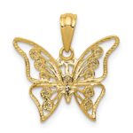 10k and Rhodium Diamond Butterfly Pendant - Image 3