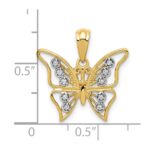 10k and Rhodium Diamond Butterfly Pendant - Image 4