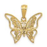 14k and Rhodium Diamond Butterfly Pendant - Image 3
