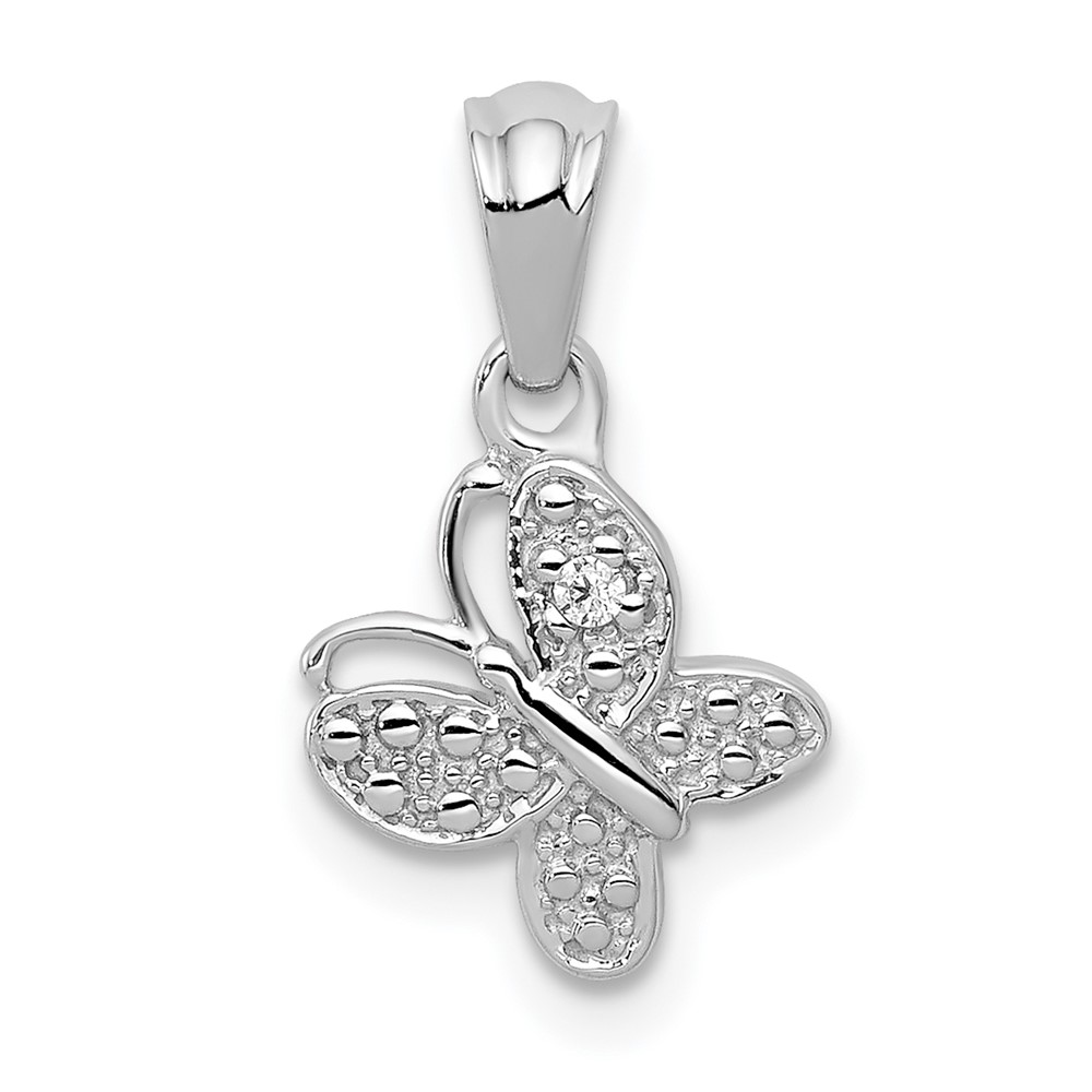 PM5214-001-WA.jpg 14k White Gold .01 carat Diamond Butterfly Pendant - Image 1