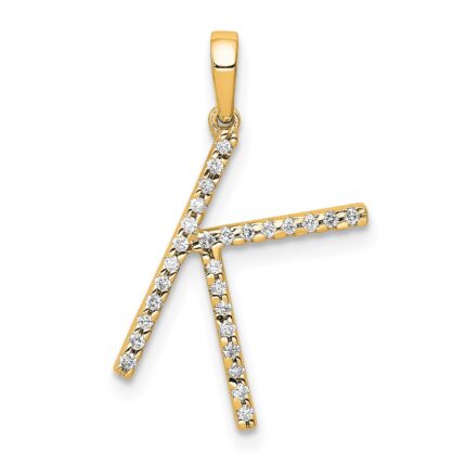 14K Diamond Letter K Initial Pendant
