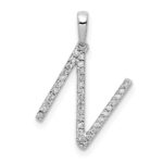 14K White Gold Diamond Letter N Initial Pendant