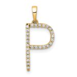14K Diamond Letter P Initial Pendant