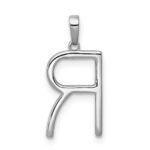 14K White Gold Diamond Letter R Initial Pendant - Image 3