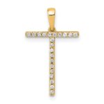 14K Diamond Letter T Initial Pendant