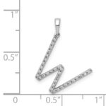 14K White Gold Diamond Letter W Initial Pendant - Image 4