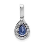 14k White Gold .75 Pear Tanzanite and Diamond Halo Pendant - Image 3