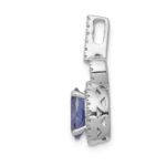14k White Gold .95 Oval Tanzanite and Diamond Halo Pendant - Image 2