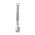 14k White Gold .20 Oval Tanzanite and Diamond Accent Pendant - Image 3