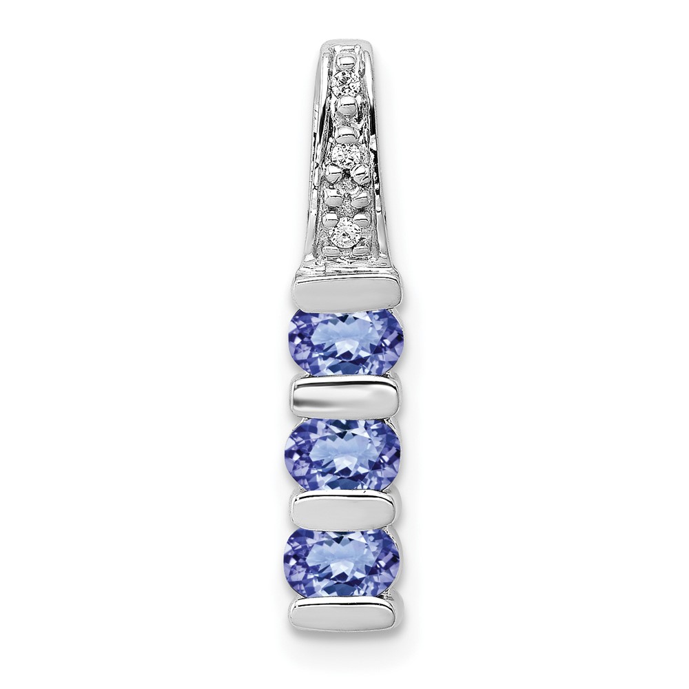 PM5235-TZ-001-WA.jpg 14k White Gold .60 Tanzanite and Diamond 3-Stone Slide Fits up to 2mm Regular/3mm Fancy or Reversible Omega - Image 1