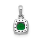 14k White Gold Diamond and .20 Emerald Square Halo Pendant - Image 3