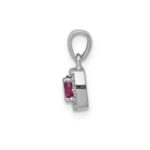 14k White Gold Diamond and .20 Ruby Square Halo Pendant - Image 2