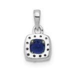 14k White Gold Diamond and .20 Sapphire Square Halo Pendant - Image 3
