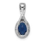 14k White Gold Diamond and Oval Sapphire Halo Pendant Fits up to 2mm Regular/3mm Fancy or Reversible Omega - Image 3
