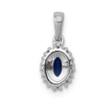 14k White Gold Diamond and .32 Sapphire Oval Halo Pendant - Image 3