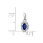 14k White Gold Diamond and .32 Sapphire Oval Halo Pendant - Image 4