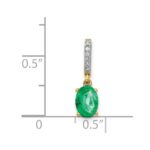 14k Diamond and Oval Emerald Pendant - Image 4