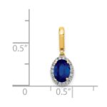 14k Diamond and Oval 1.05 Sapphire Halo Pendant - Image 4