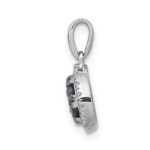 14k White Gold Diamond and Sapphire Cluster Halo Pendant - Image 2