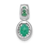 14k White Gold 1/5 carat Lab Grown Diamond VS/SI+ G+ and Lab Created Emerald Oval Halo Pendant - Image 3