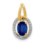 14k Diamond and .85 Oval Sapphire Halo Pendant